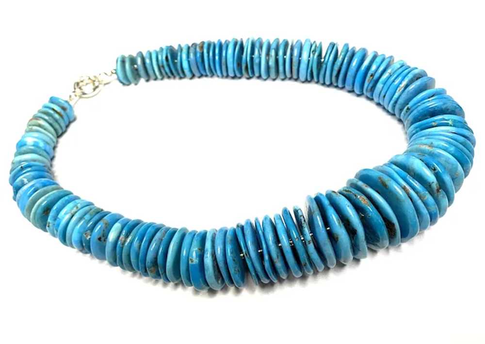 Large Genuine Arizona Turquoise Modernist Necklace - image 4