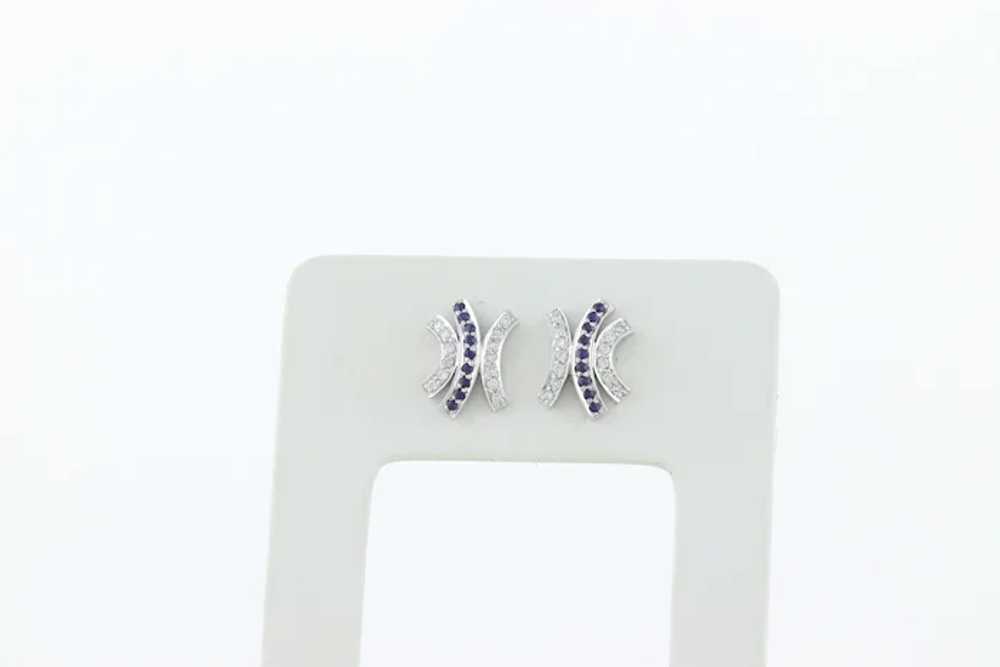 14k White Gold Natural Blue Sapphire and Diamond … - image 7