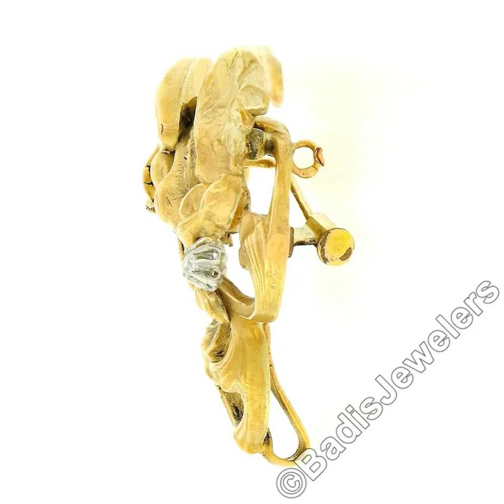 Antique Art Nouveau 14k Gold Large 3D Dragon w/ D… - image 3