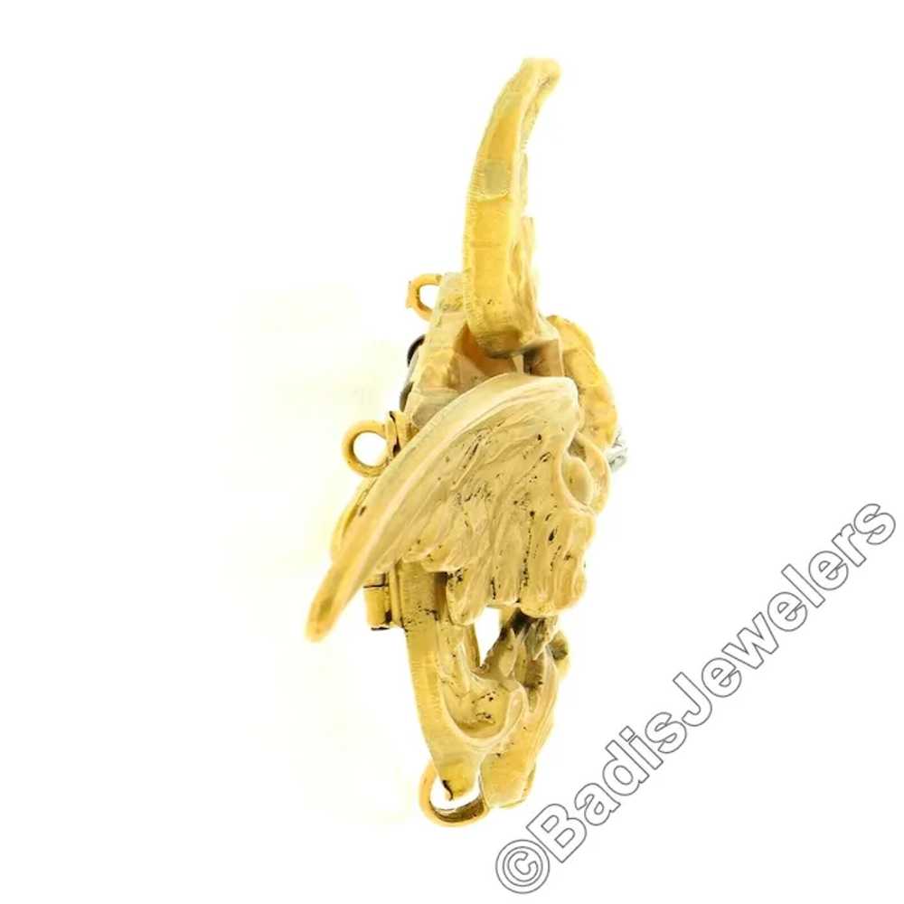 Antique Art Nouveau 14k Gold Large 3D Dragon w/ D… - image 4