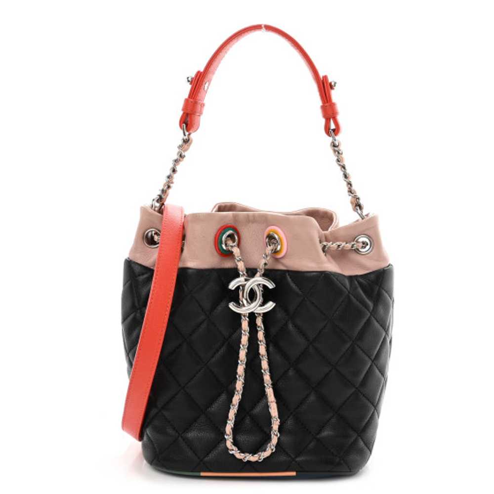 CHANEL Lambskin Quilted Cuba Drawstring Tote Mult… - image 1
