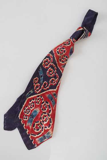 Vintage Plum, Teal & Red Satin Tie