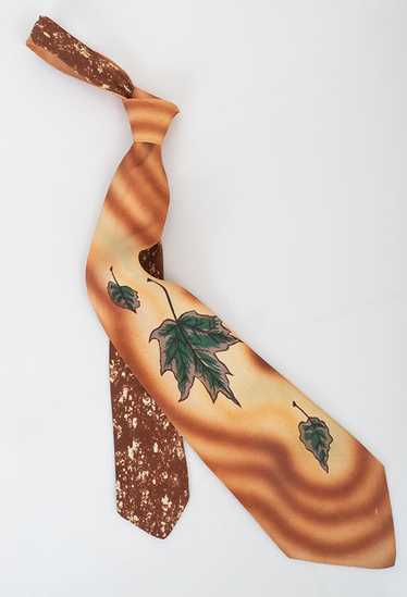 Hand Painted Leafy Necktie
