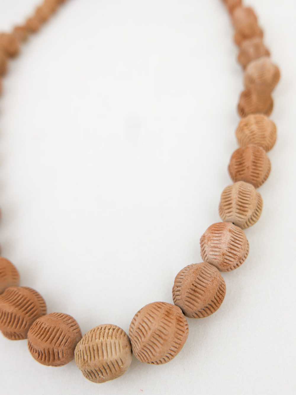 Vintage Big Yellow Clay Beads & Natural Wooden Big Beaded Necklace