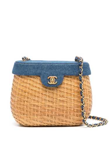 Chanel Tan Rattan and Leather Basket Shoulder Bag at 1stDibs