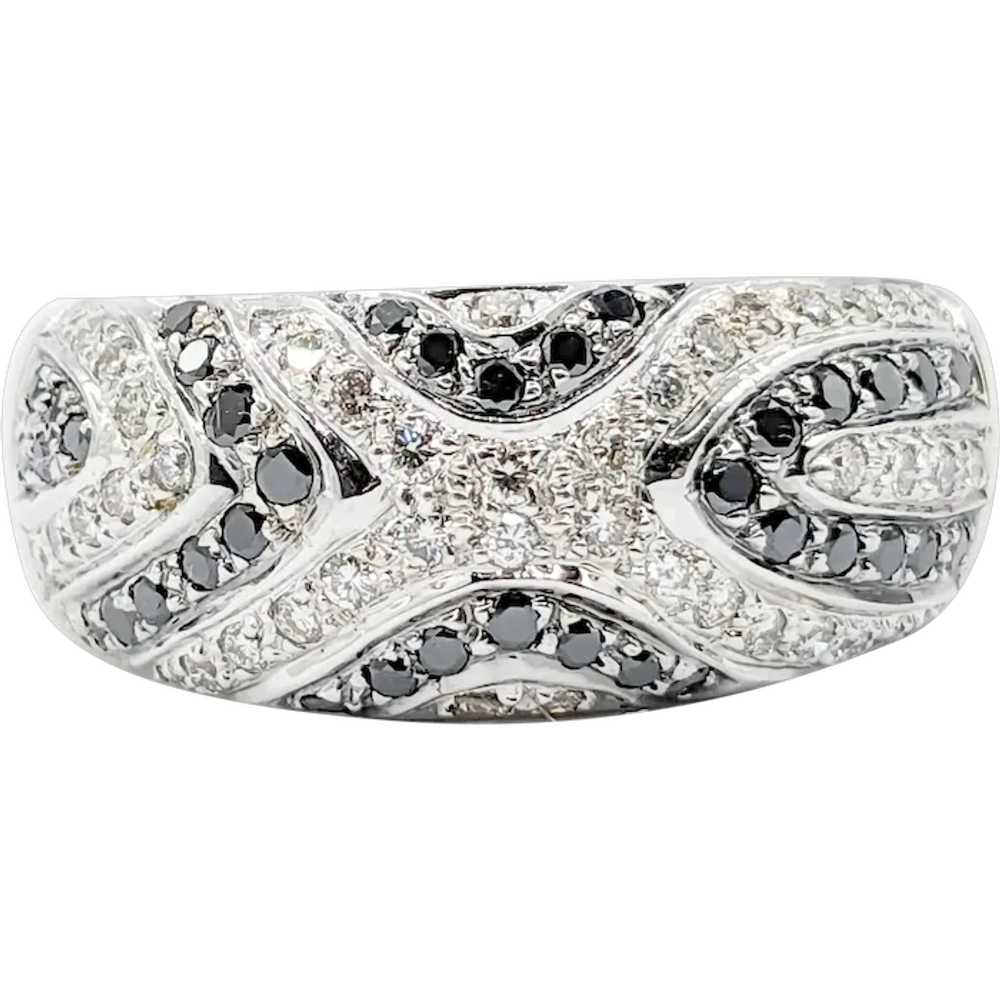 Vintage Black & White Pave Diamond Ring in 14KT W… - image 1