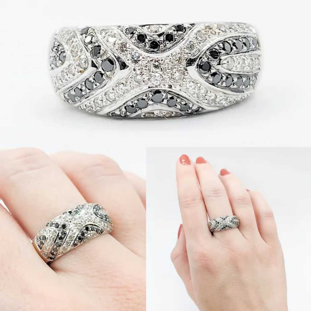Vintage Black & White Pave Diamond Ring in 14KT W… - image 2