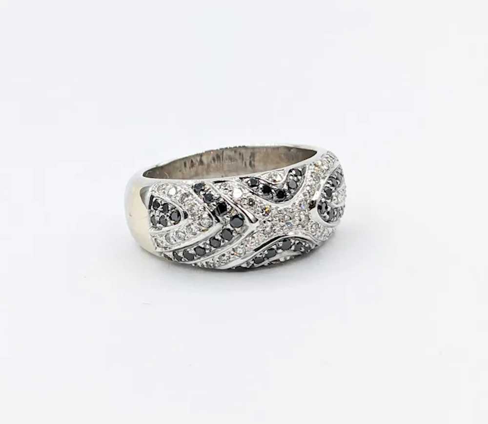 Vintage Black & White Pave Diamond Ring in 14KT W… - image 5