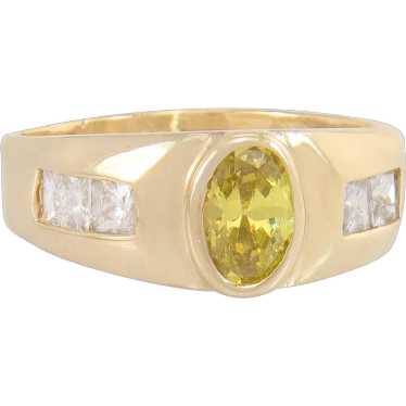 14K Yellow Gold .70ct Peridot & White Topaz Ring … - image 1