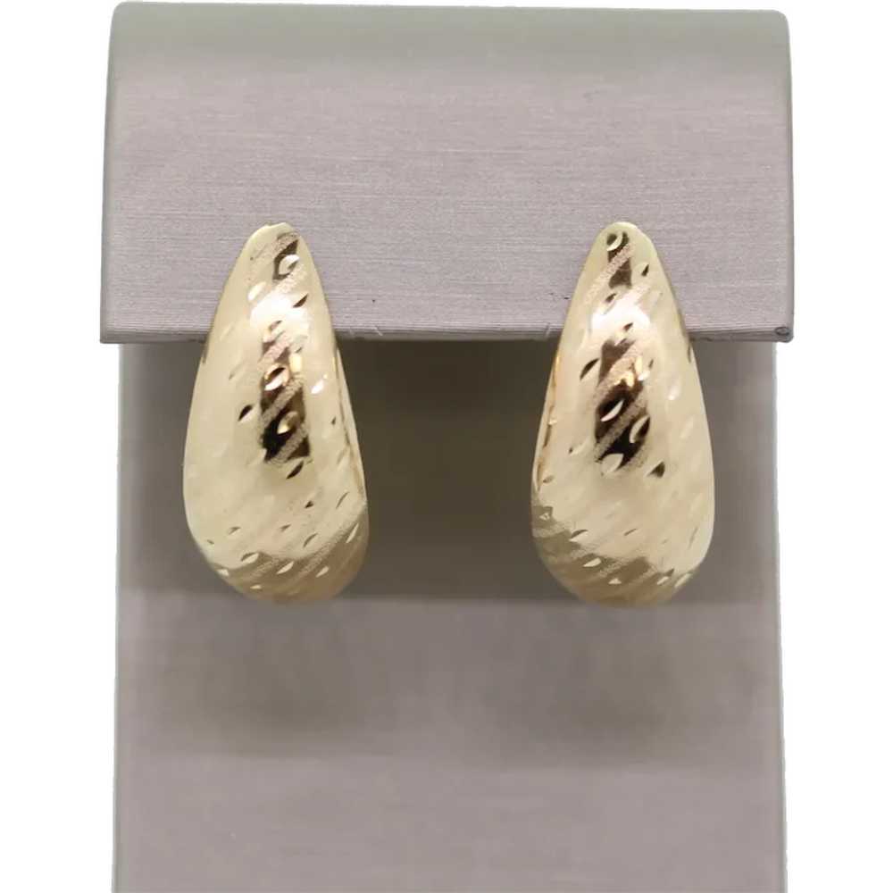 14k Yellow Gold Diamond Cut Dangle Earrings - image 1
