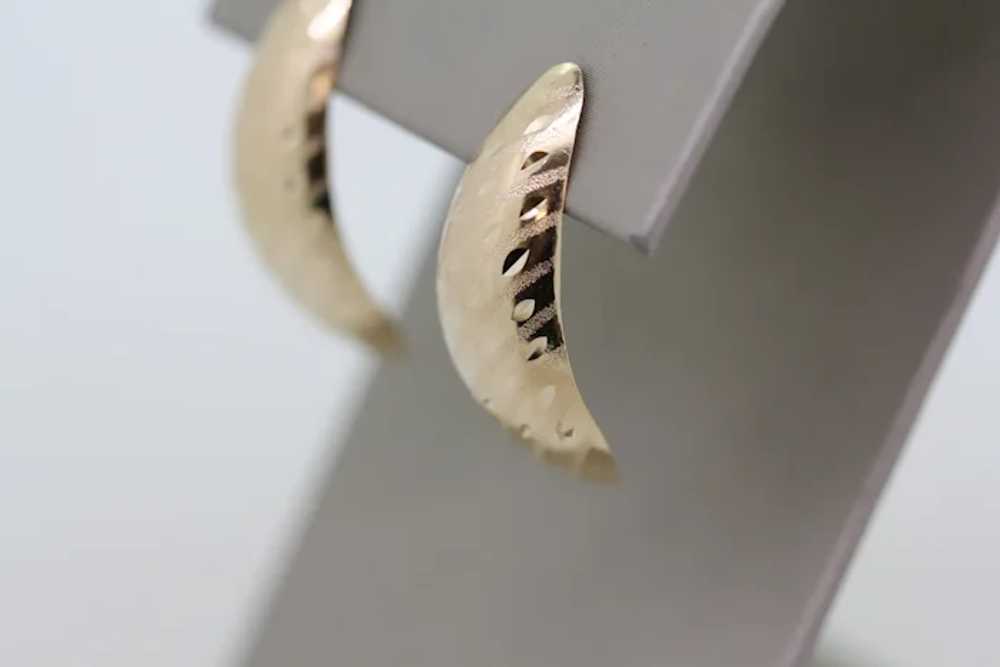 14k Yellow Gold Diamond Cut Dangle Earrings - image 2