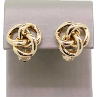 14k Yellow Gold Knot Design Leverback Earrings - image 1