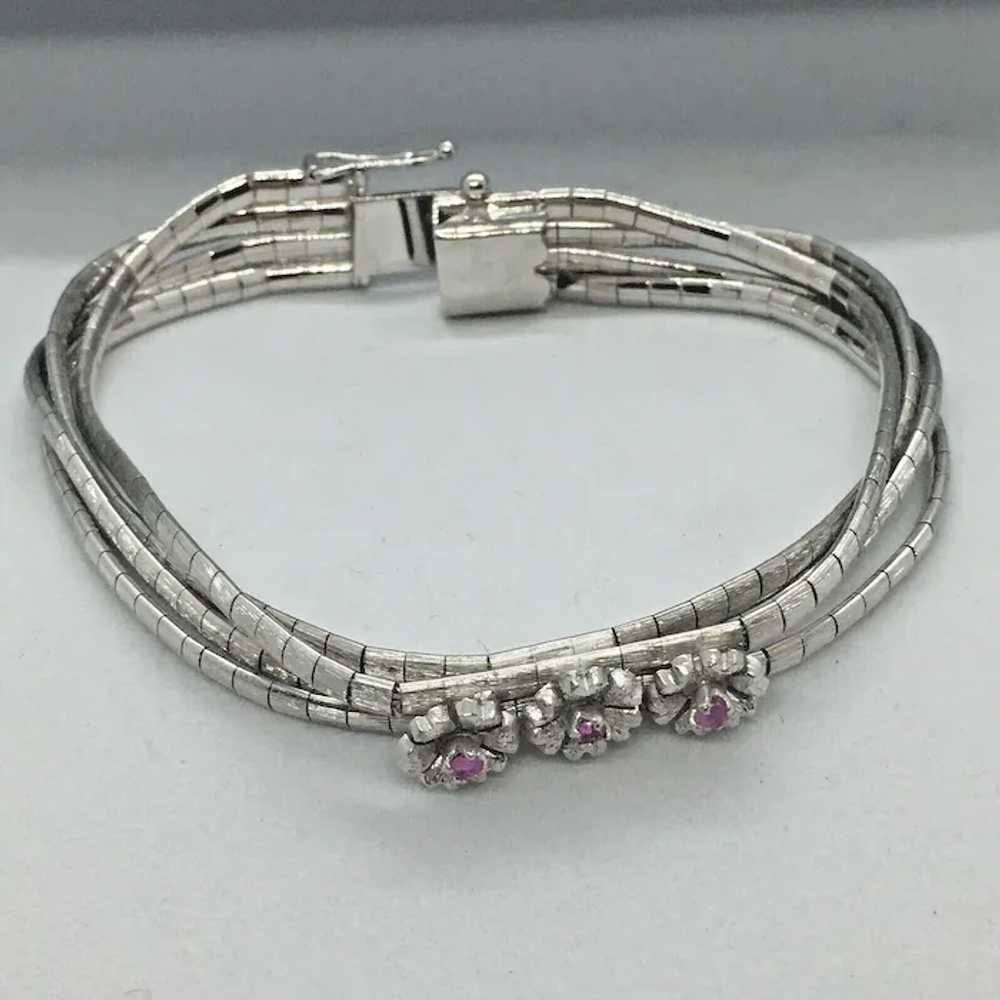 Vintage 18K Solid White Gold Textured Long Link I… - image 2