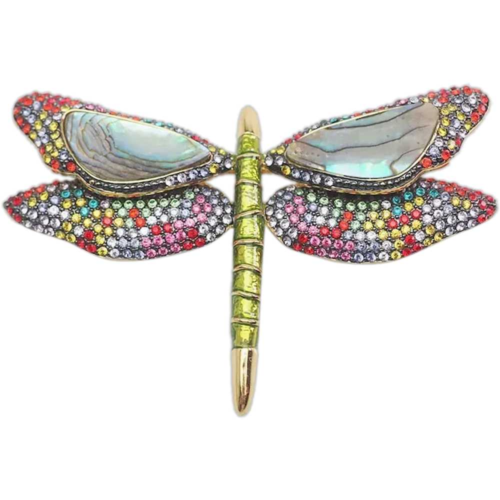 Dragonfly large vintage colorful studded crystals… - image 1