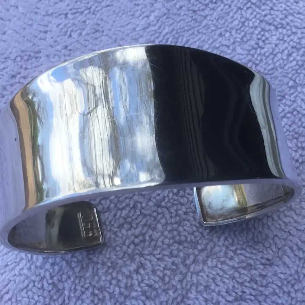 Wide 950 Sterling Silver Cuff Bracelet - image 2