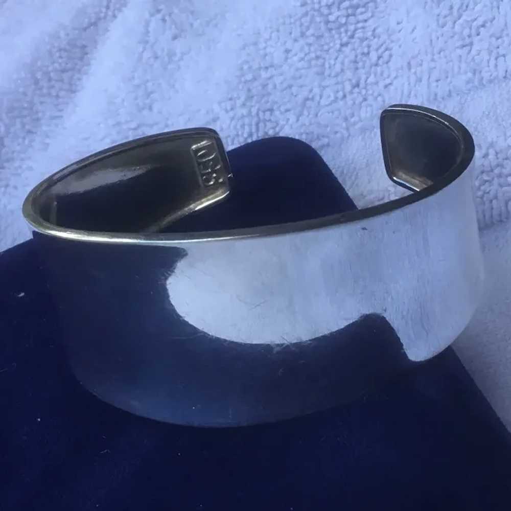 Wide 950 Sterling Silver Cuff Bracelet - image 8