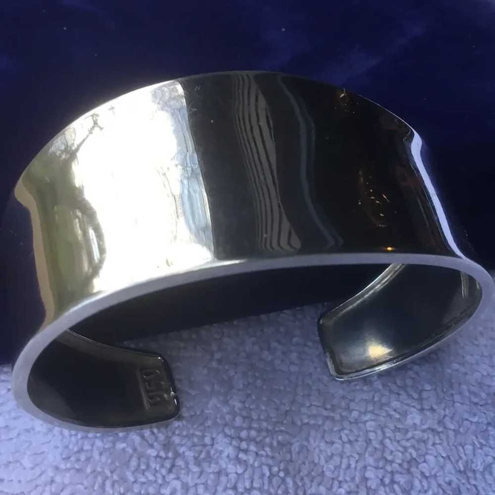 Wide 950 Sterling Silver Cuff Bracelet - image 9