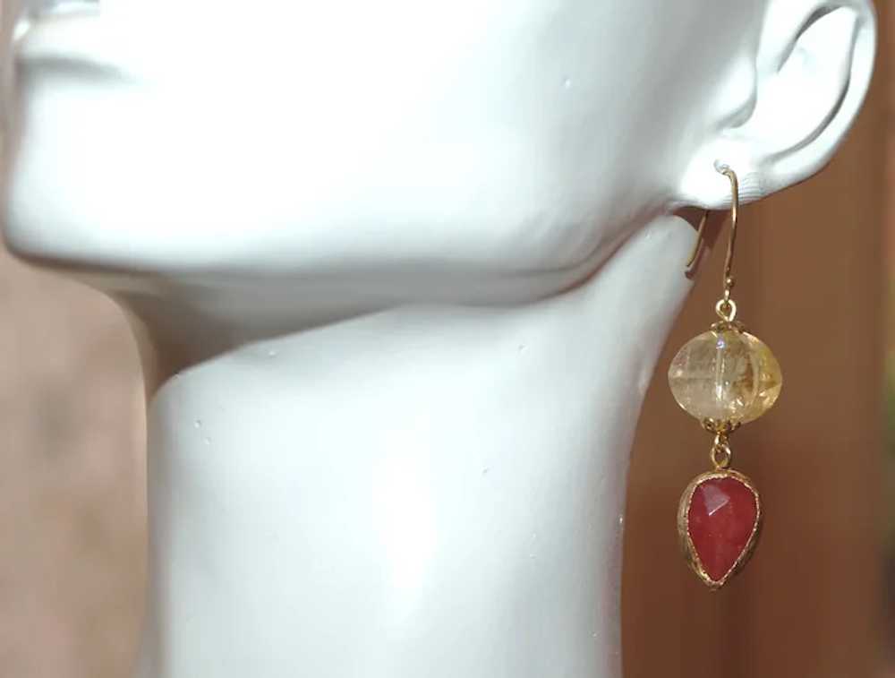 Dramatic Citrine and Ruby Earrings - image 3