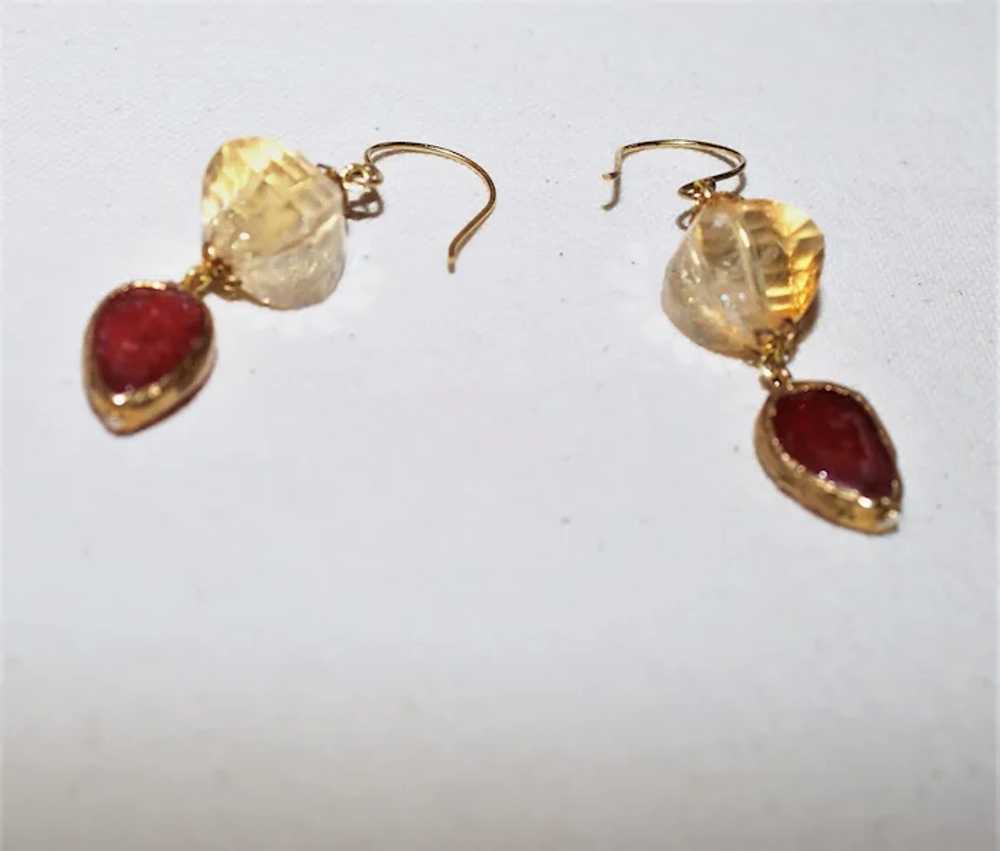 Dramatic Citrine and Ruby Earrings - image 4