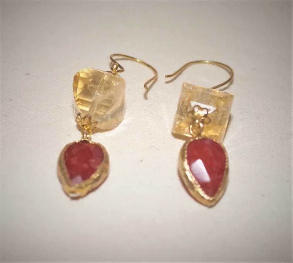 Dramatic Citrine and Ruby Earrings - image 5