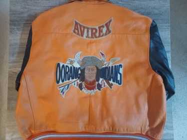 【90s・ヴィンテージ】AVIREX VARSITY レザージャケット　オレンジ 90s AVIREX USA Leather Mohawk MLB Baseball University All