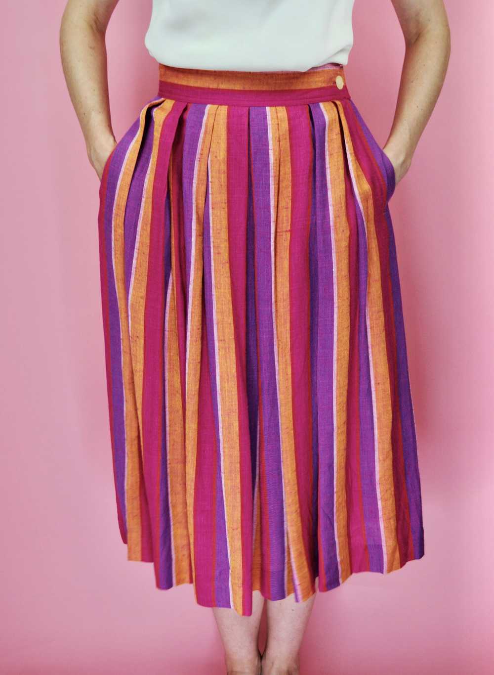1990s 2000s Vintage Pink Orange and Purple Skirt … - image 10