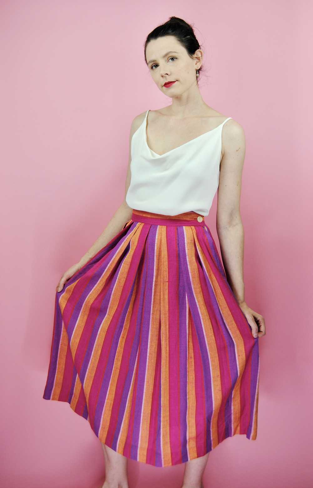 1990s 2000s Vintage Pink Orange and Purple Skirt … - image 2
