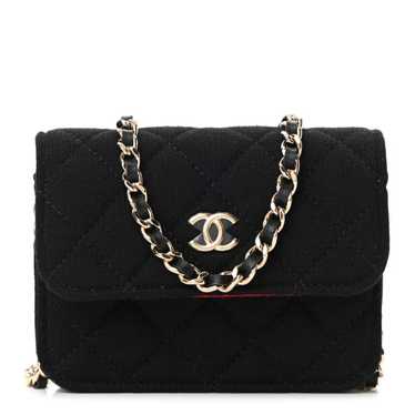 CHANEL Jersey Quilted Micro Mini Flap Black - image 1