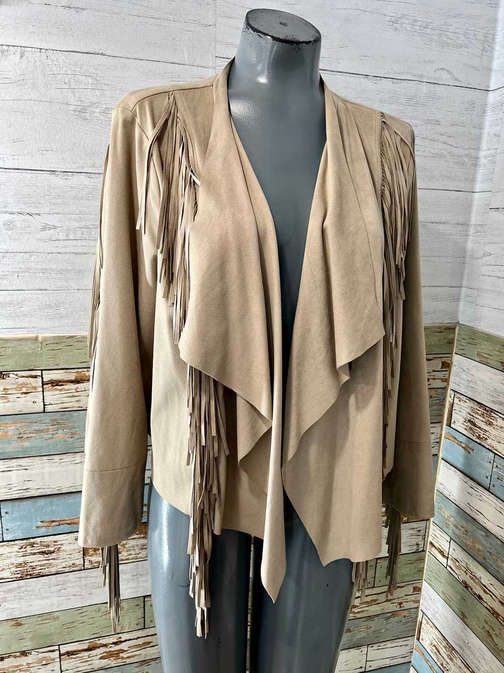 00’s Beige Open Fringe Pull Jacket By Scoop - image 2