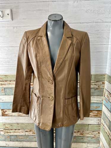 80’s Light Brown Leather Jacket By Opera