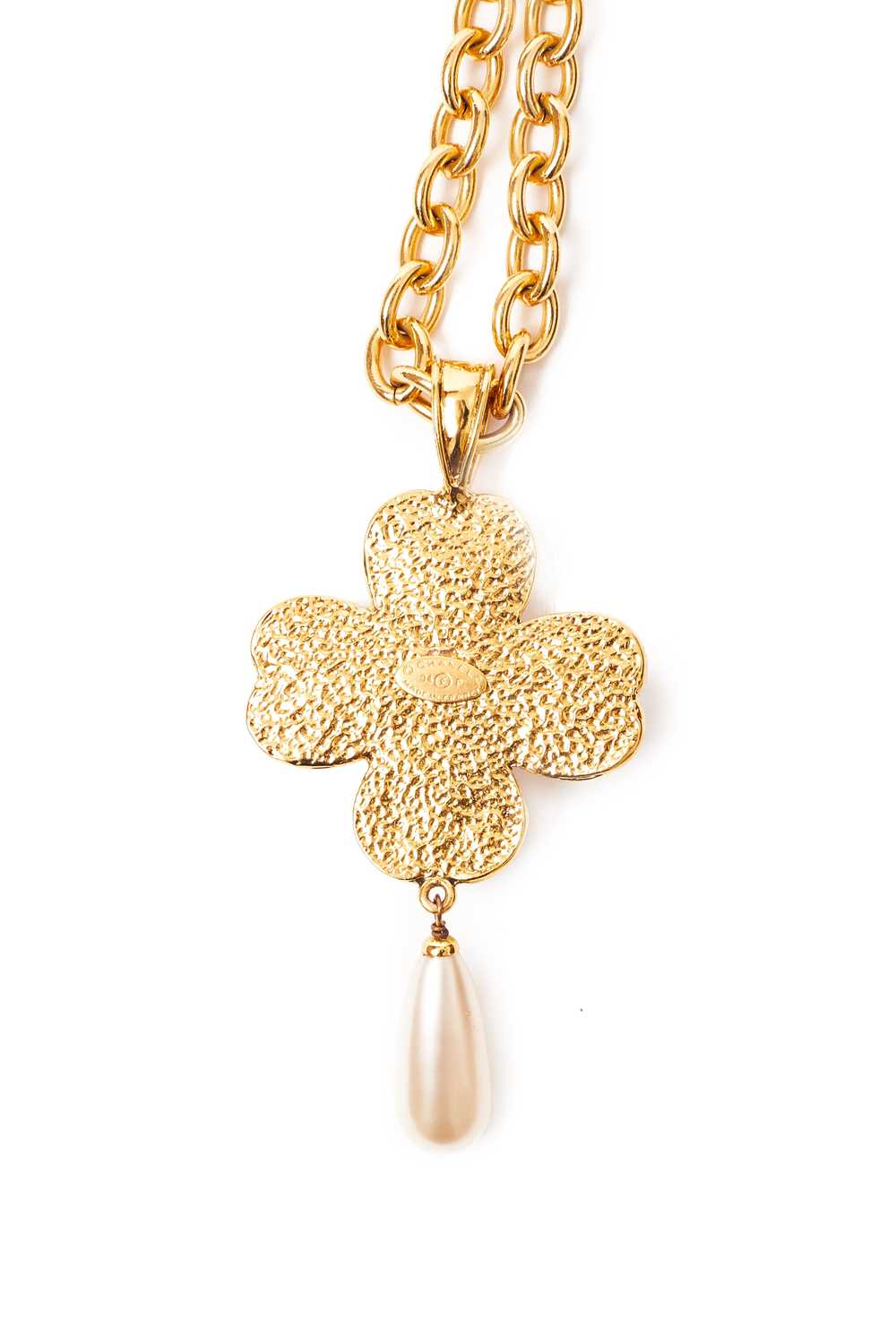 Chanel 94P Gripoix pearl dangle cross pendant nec… - image 5