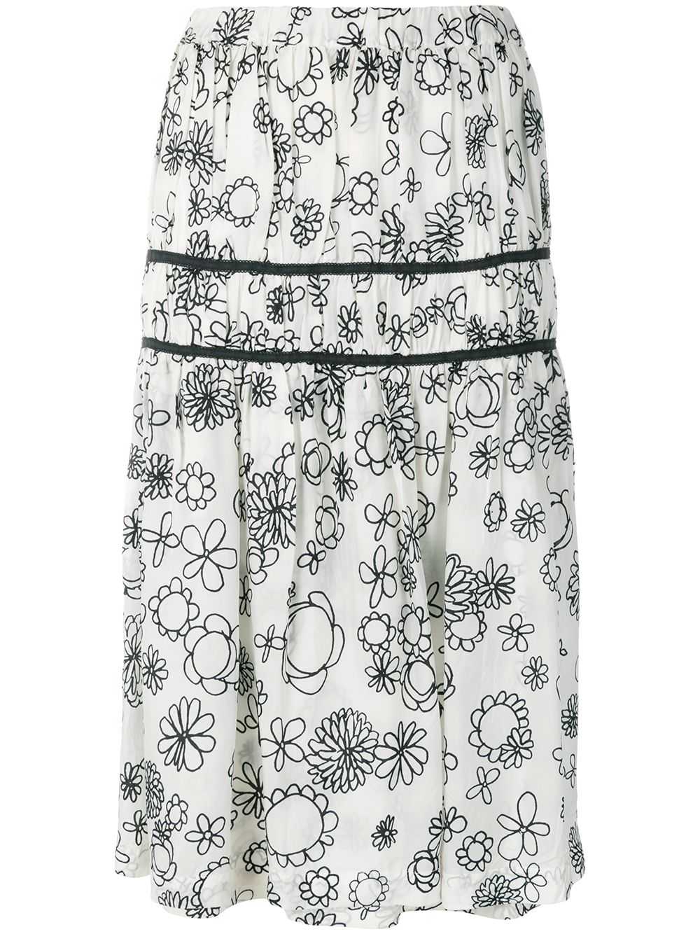 Comme Des Garçons Pre-Owned floral gathered skirt… - image 1