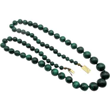 Rich Green 14k Malachite Graduated Beaded 26" Nec… - image 1