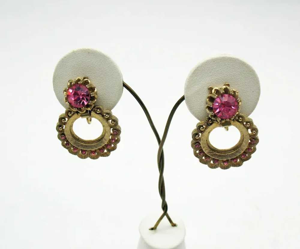 Vintage Early Coro Clip Back Earrings 1940-50s Go… - image 2