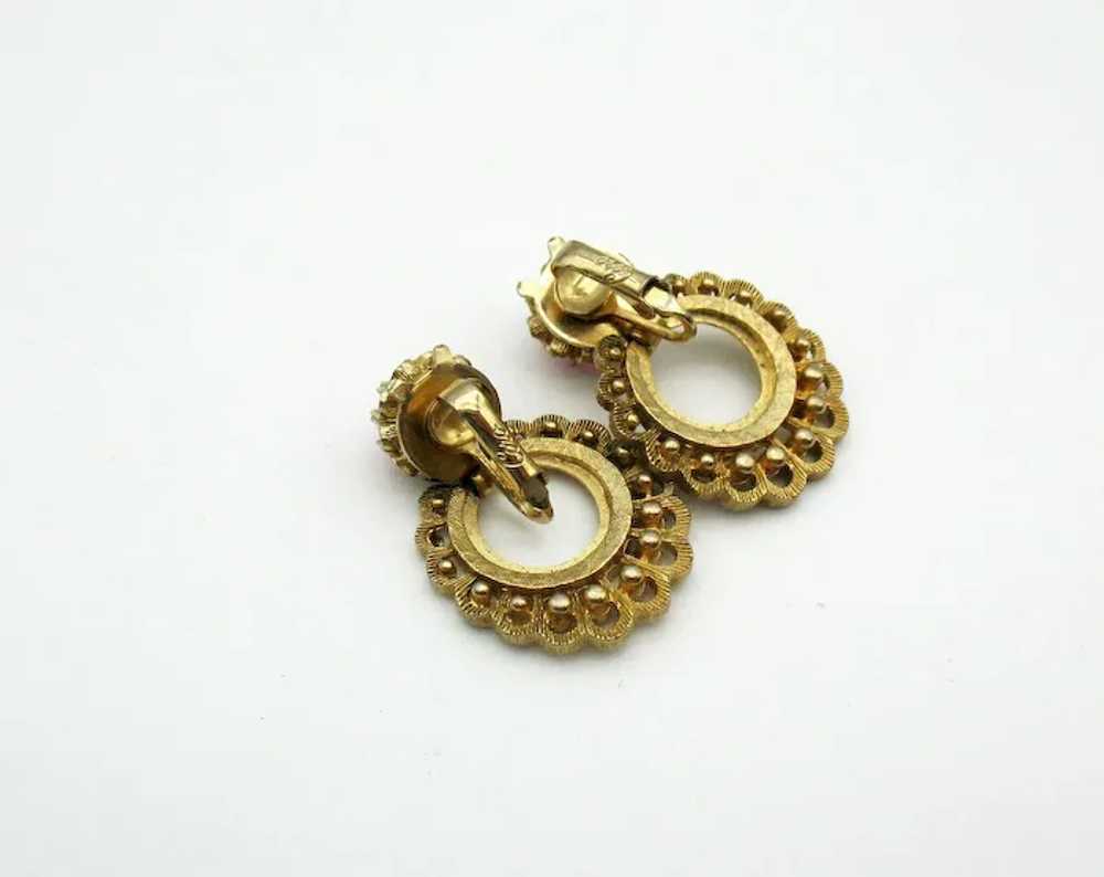 Vintage Early Coro Clip Back Earrings 1940-50s Go… - image 3