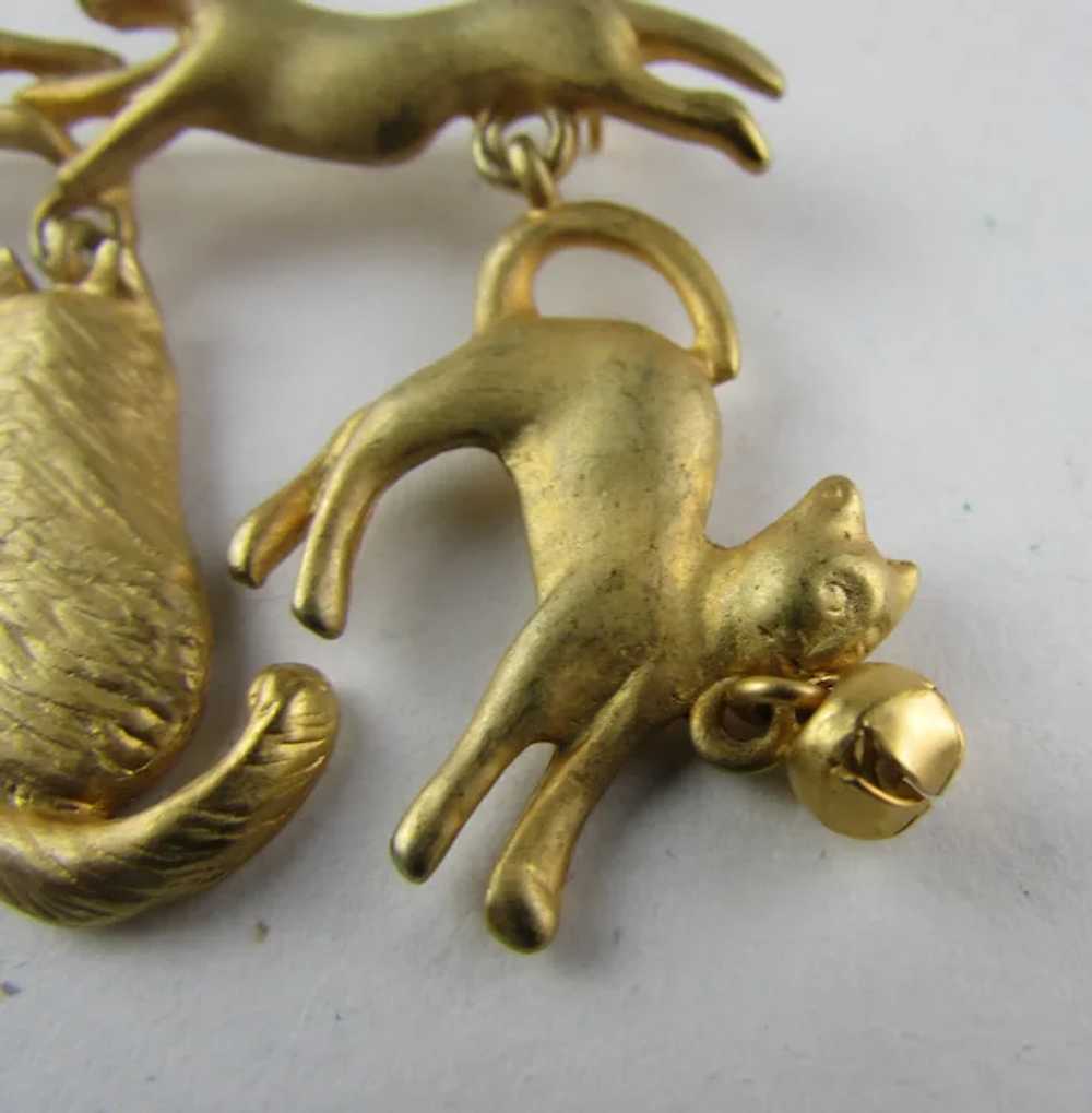 AJC Gold Tone Cats and Cats Pin - image 12