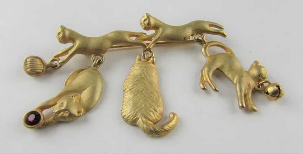 AJC Gold Tone Cats and Cats Pin - image 2