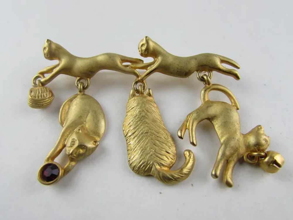 AJC Gold Tone Cats and Cats Pin - image 6