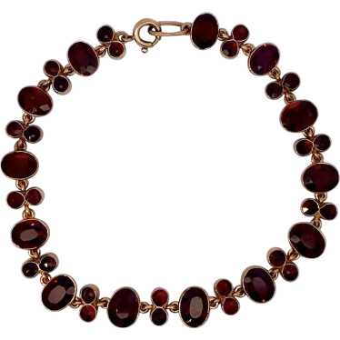 Antique Estate Edwardian Garnet Bracelet 14K Gold - image 1