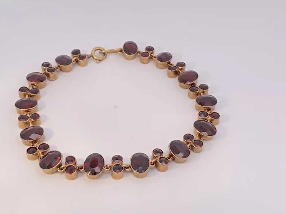 Antique Estate Edwardian Garnet Bracelet 14K Gold - image 2