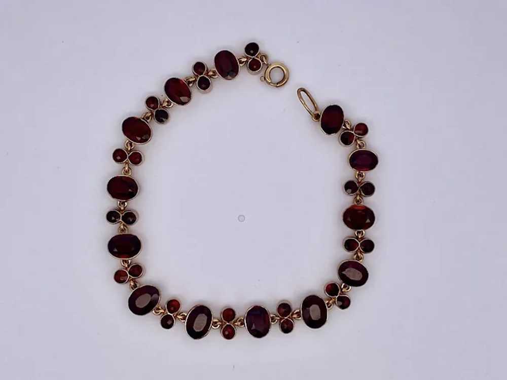 Antique Estate Edwardian Garnet Bracelet 14K Gold - image 3