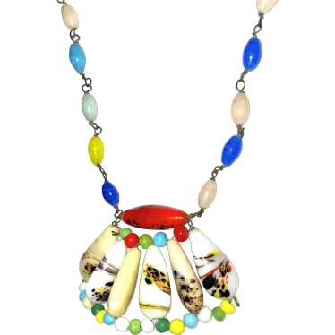 Czech Glass Bohemian Multi-Colored Necklace 14"