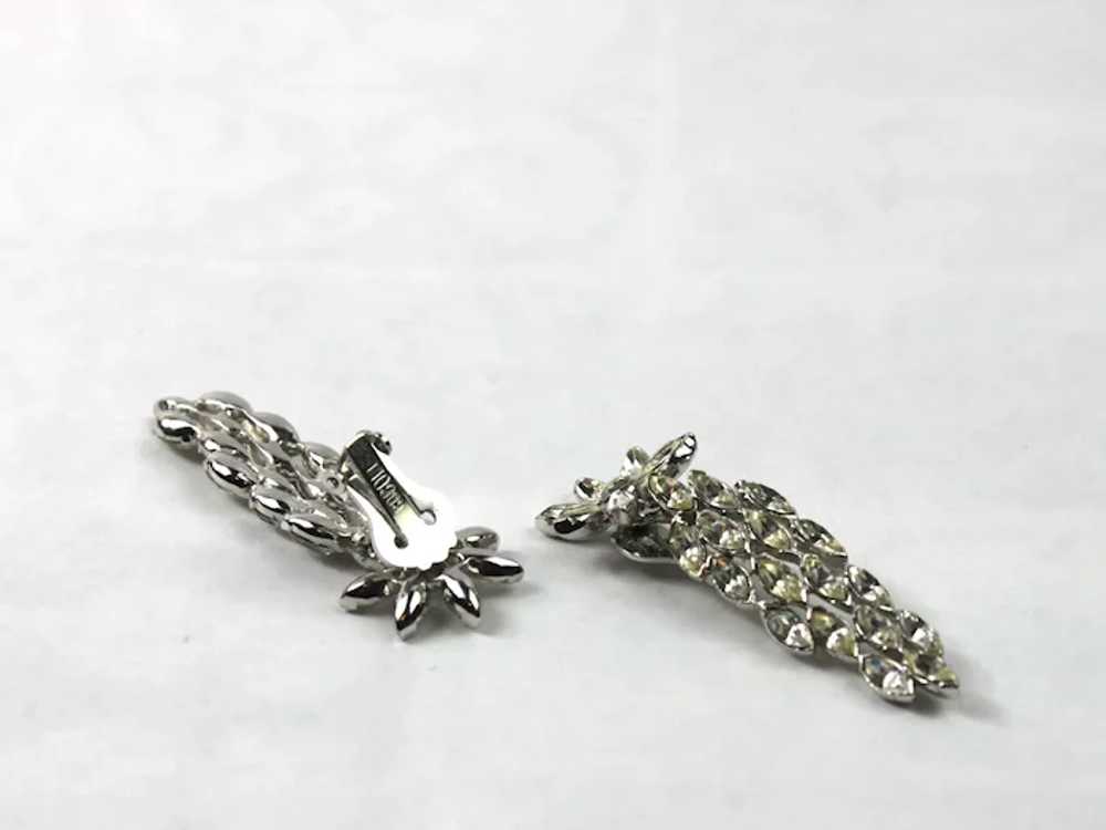 Henry Bogoff Rhinestone Flower Dangle Clip On Ear… - image 4