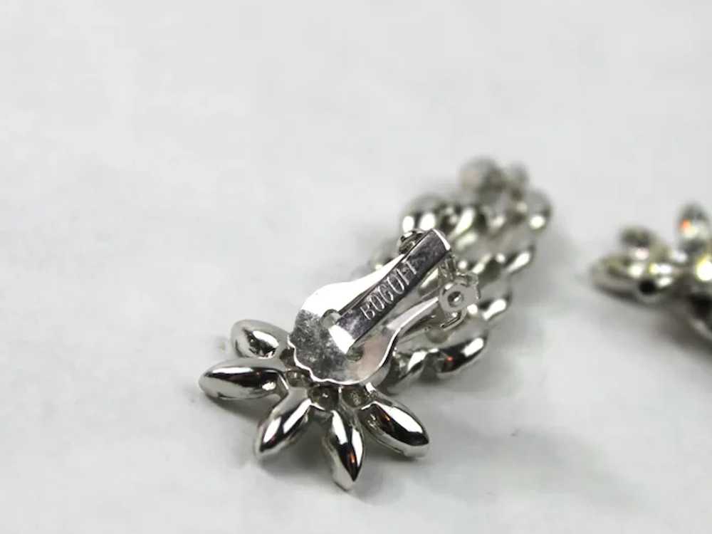 Henry Bogoff Rhinestone Flower Dangle Clip On Ear… - image 5