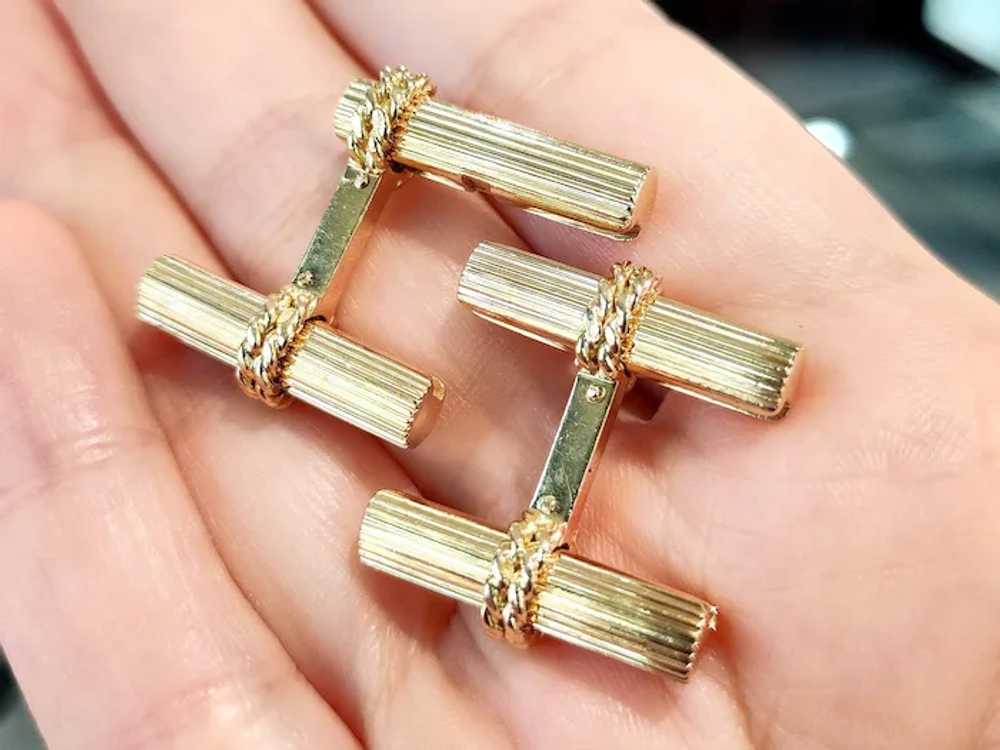 Vintage 18k Yellow Gold Cufflinks by Cartier Circ… - image 3