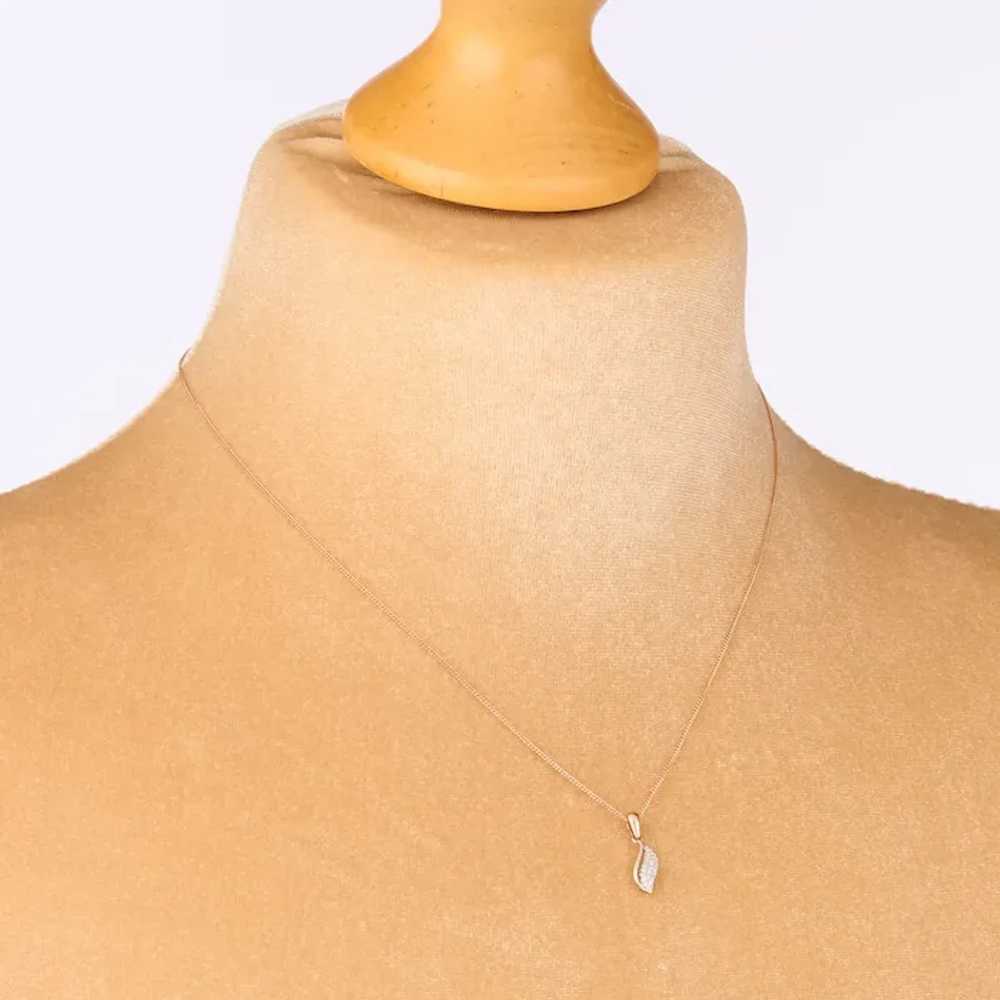 9ct Rose Gold Diamond Leaf Pendant & Chain - image 2