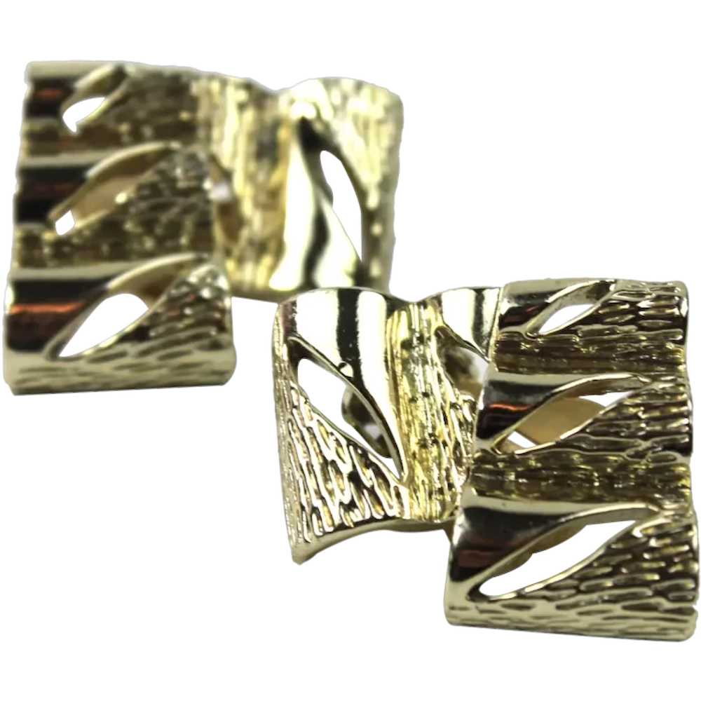 Henry Bogoff Bamboo Clip On Earrings Gold Vermeil - image 1