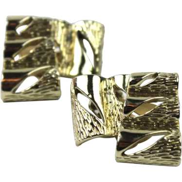 Henry Bogoff Bamboo Clip On Earrings Gold Vermeil - image 1