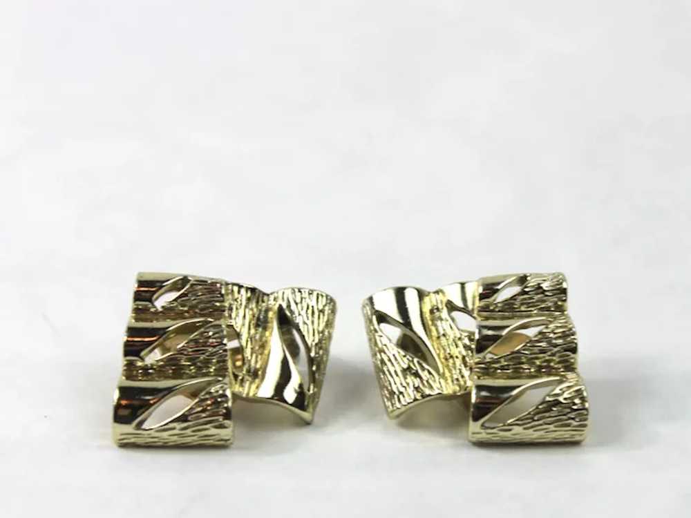 Henry Bogoff Bamboo Clip On Earrings Gold Vermeil - image 2