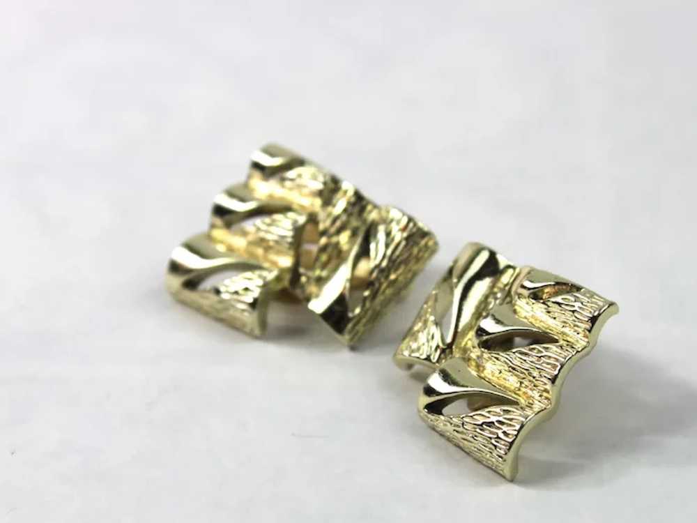 Henry Bogoff Bamboo Clip On Earrings Gold Vermeil - image 3